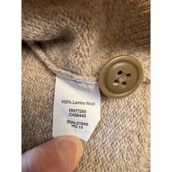 J. Crew Sweater Lambswool Beige Shawl Collar Two Button Pullover Mens Size M - Picture 7 of 9